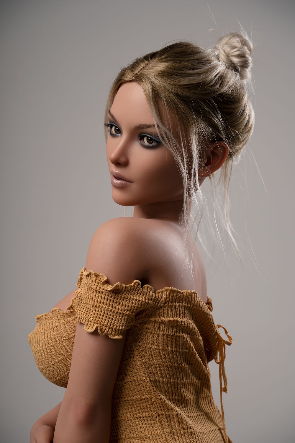 Elif: Blonde Beauty - Silicone Sex Doll Head with Suspenders (G53) Any Love Doll Zelex dolls - SILICONE