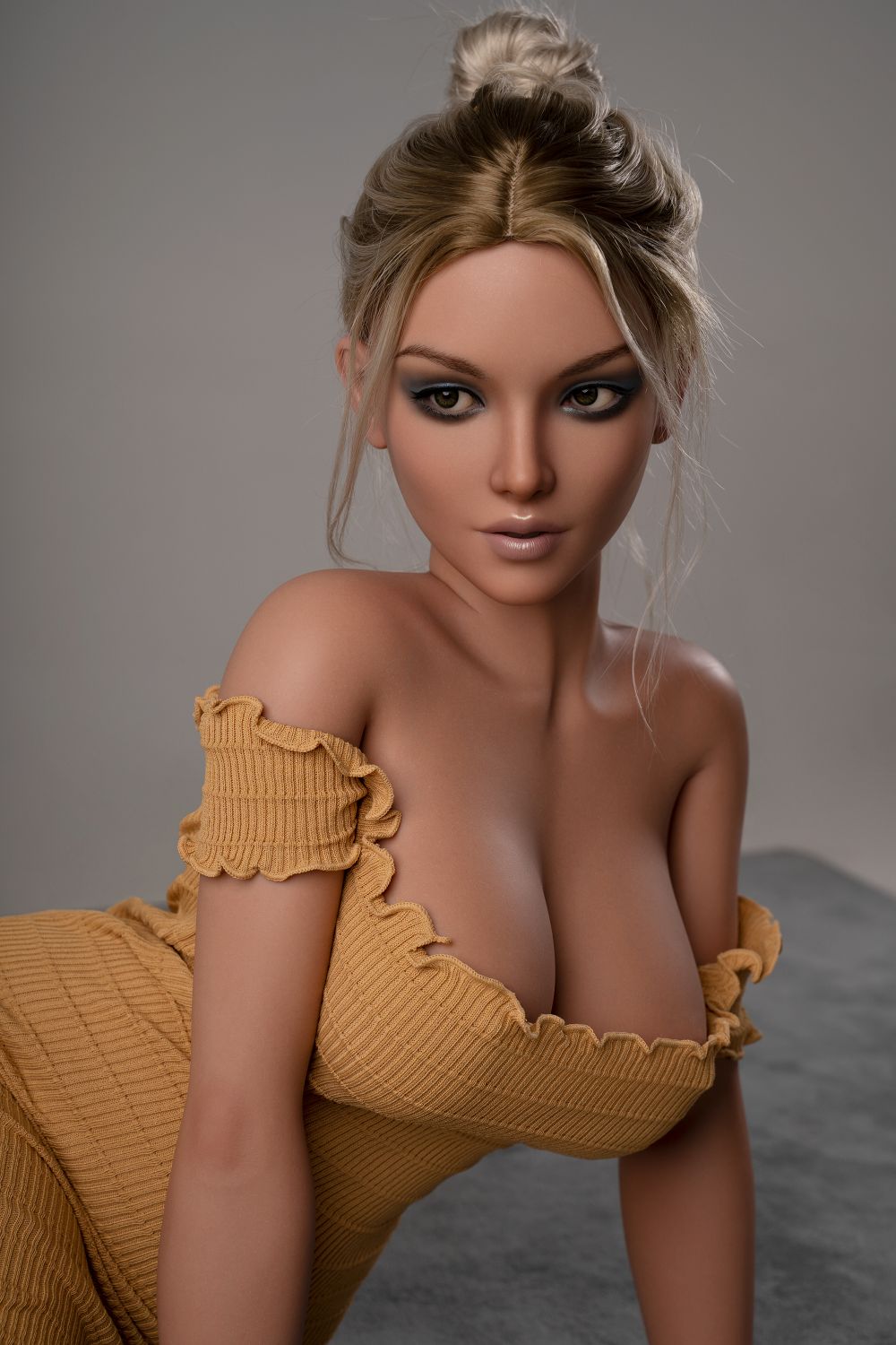Elif: Blonde Beauty - Silicone Sex Doll Head with Suspenders (G53) Any Love Doll Zelex dolls - SILICONE