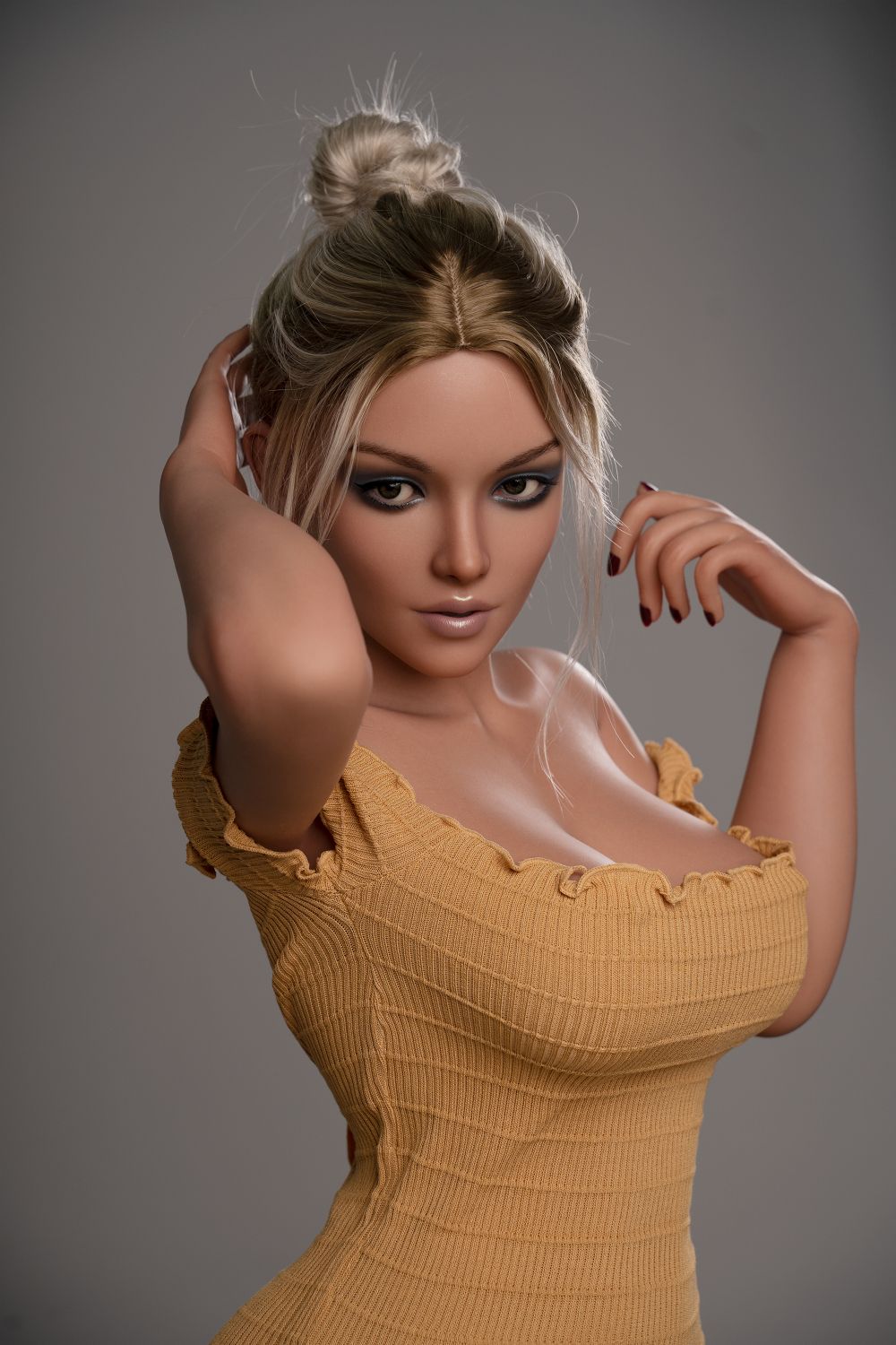 Elif: Blonde Beauty - Silicone Sex Doll Head with Suspenders (G53) Any Love Doll Zelex dolls - SILICONE