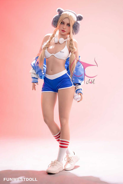 Funwest Love Doll: 159cm TPE Luann with A-Cup Breasts and Hot Body in Blue Training Outfit Any Love Doll Funwest