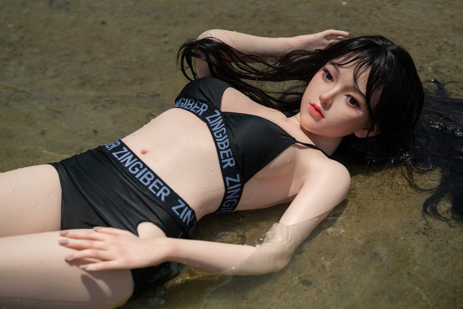 Gladys: Beach Beauty - Black Bikini Silicone Sex Doll Any Love Doll Zelex dolls - SILICONE