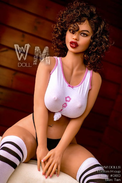WM Dolls Nay: 156cm H-Cup Curly Black Hair MILF Love Doll with Head 360