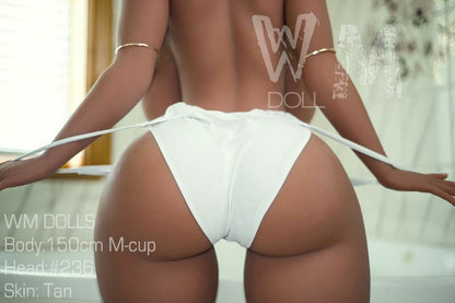WM Dolls Ruwana Love Doll: M-Cup 150cm Blonde Asian BBW in White Bikini with Head #236